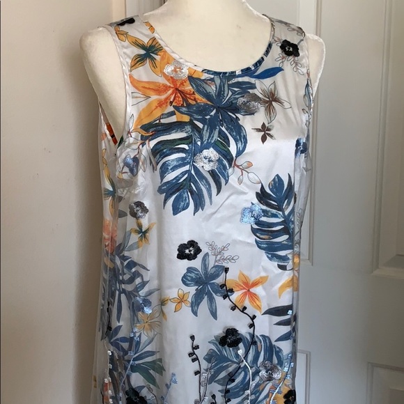 floral embroidered sheer overlay cut out tie back shift dress - Picture 4 of 11